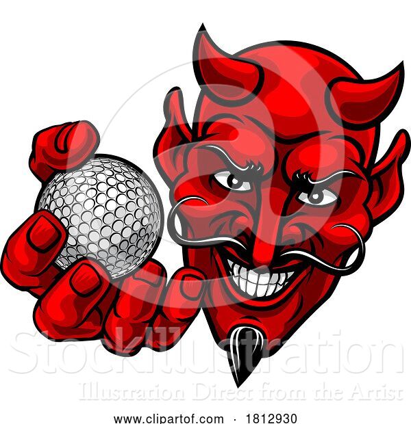 Vector Illustration of Devil Satan Golf Ball Sports Mascot