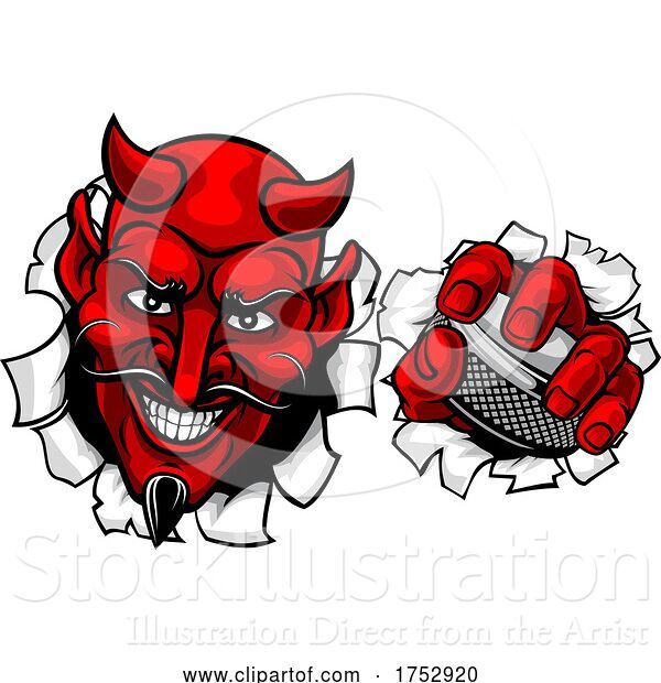 Vector Illustration of Devil Satan Ice Hockey Sports Mascot