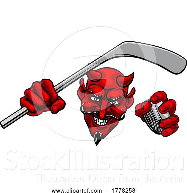 Vector Illustration of Devil Satan Ice Hockey Sports Mascot