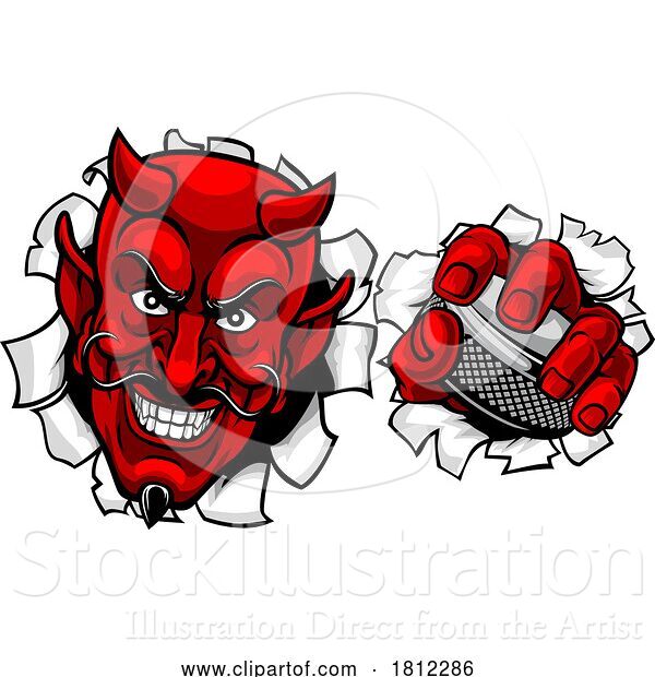 Vector Illustration of Devil Satan Ice Hockey Sports Mascot