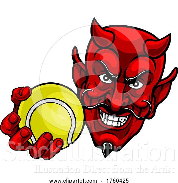 Vector Illustration of Devil Satan Tennis Ball Sports Mascot