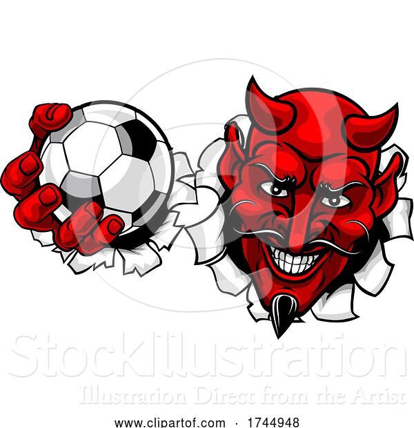 Vector Illustration of Devil Soccer Football Ball Sports Mascot