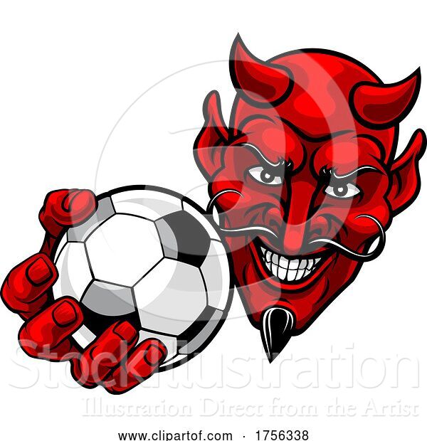 Vector Illustration of Devil Soccer Football Ball Sports Mascot