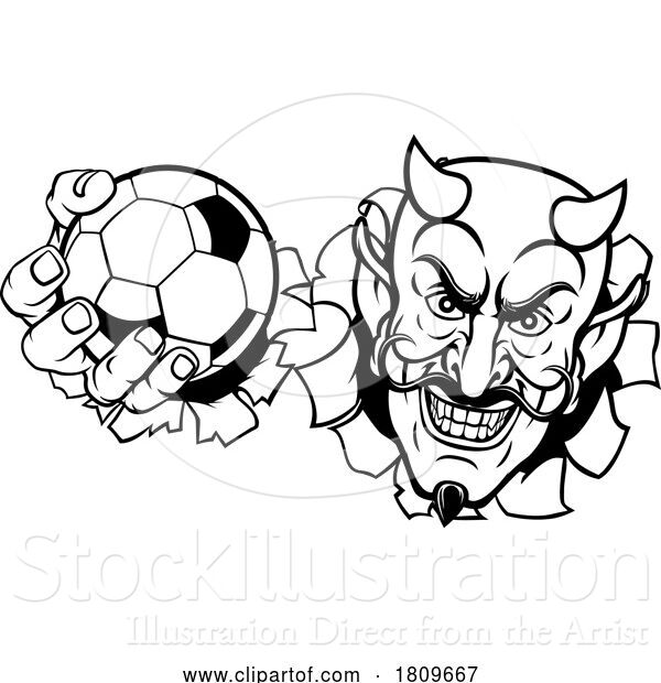 Vector Illustration of Devil Soccer Football Ball Sports Mascot