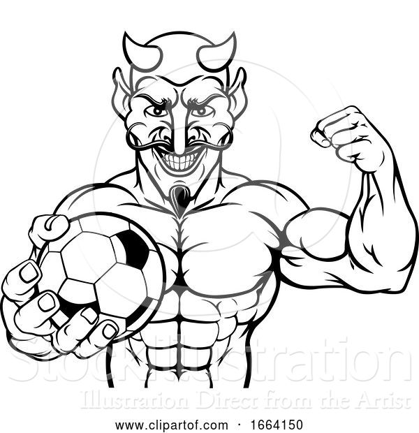 Vector Illustration of Devil Soccer Football Sports Mascot Holding Ball