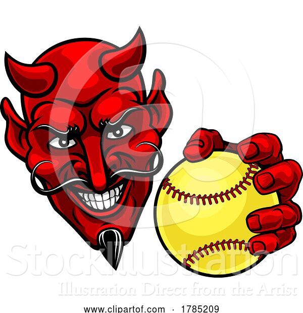 Vector Illustration of Devil Softball Sports Team Mascot