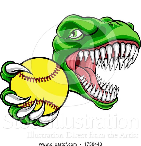 Vector Illustration of Dinosaur Baseball Player Animal Sports Mascot