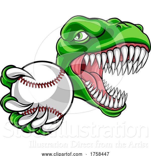 Vector Illustration of Dinosaur Baseball Player Animal Sports Mascot