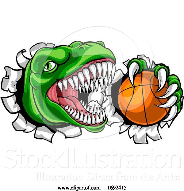 Vector Illustration of Dinosaur Basketball Player Animal Sports Mascot