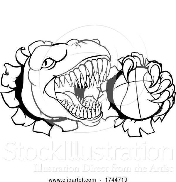 Vector Illustration of Dinosaur Basketball Player Animal Sports Mascot