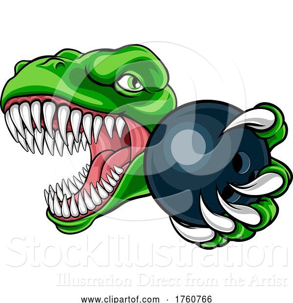 Vector Illustration of Dinosaur Bowling Player Animal Sports Mascot