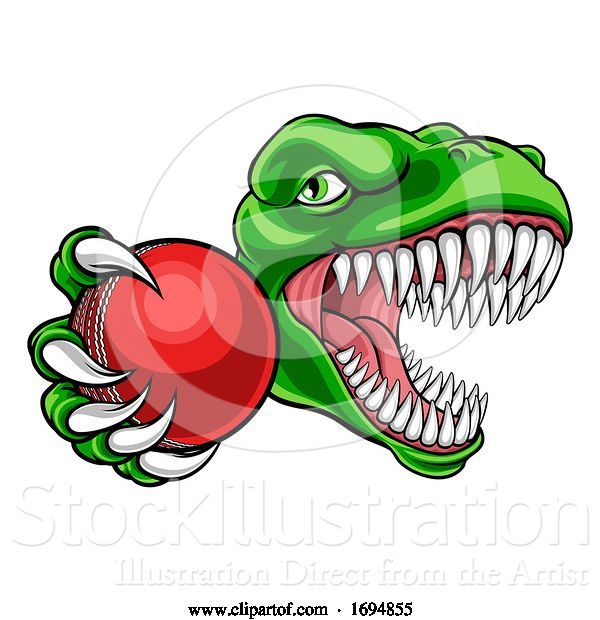 Vector Illustration of Dinosaur Cricket Player Animal Sports Mascot