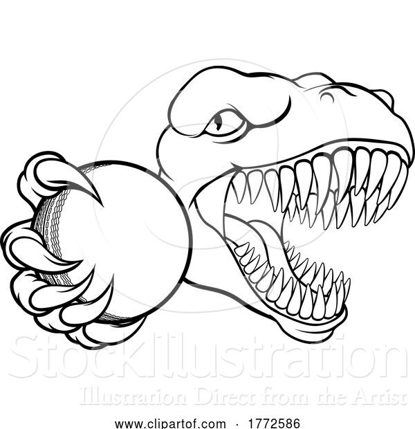 Vector Illustration of Dinosaur Cricket Player Animal Sports Mascot