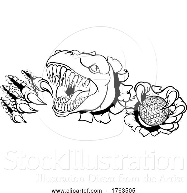 Vector Illustration of Dinosaur Golf Player Animal Sports Mascot