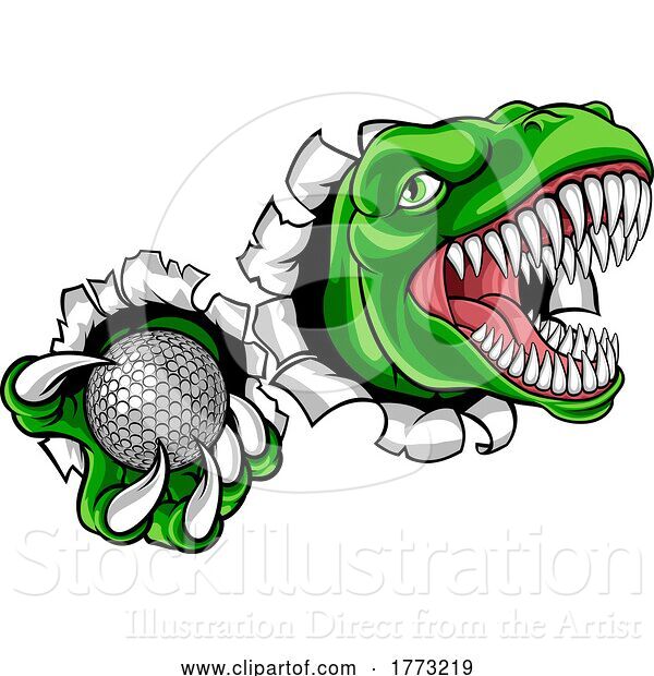 Vector Illustration of Dinosaur Golf Player Animal Sports Mascot