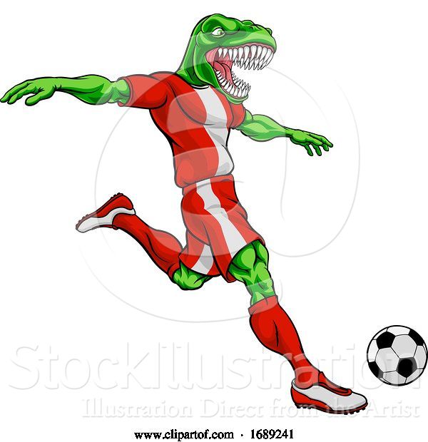 Vector Illustration of Dinosaur Soccer Football Player Sports Mascot