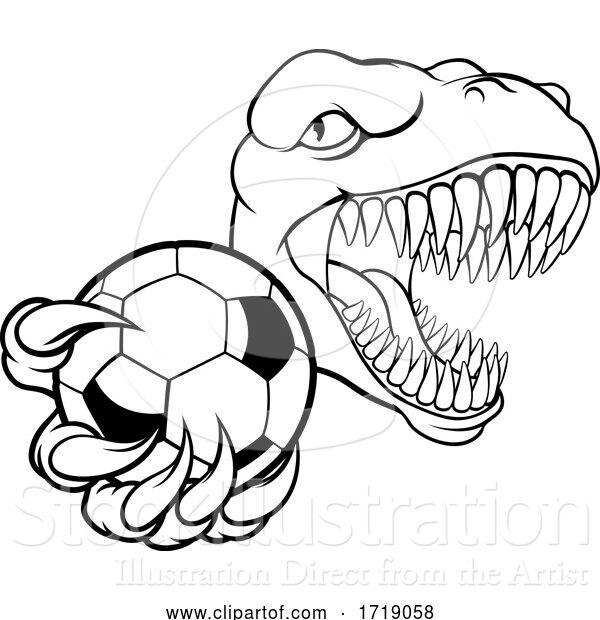 Vector Illustration of Dinosaur Soccer Football Player Sports Mascot
