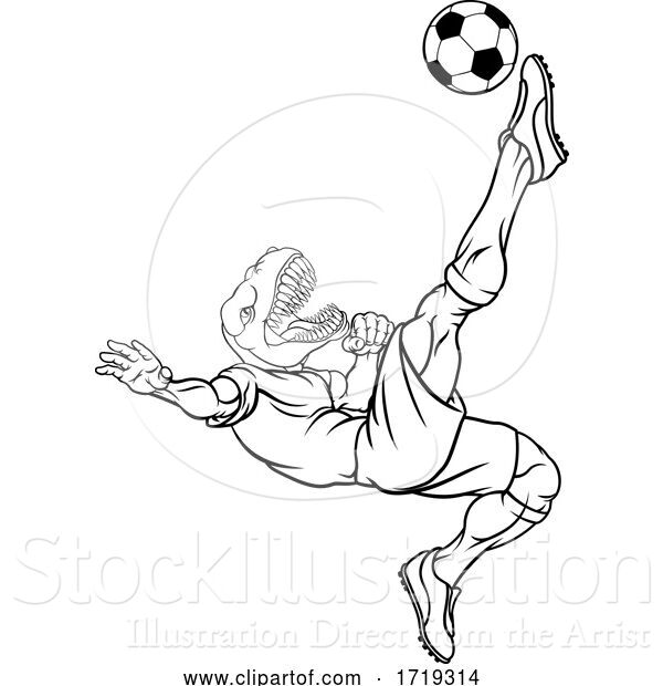 Vector Illustration of Dinosaur Soccer Football Player Sports Mascot