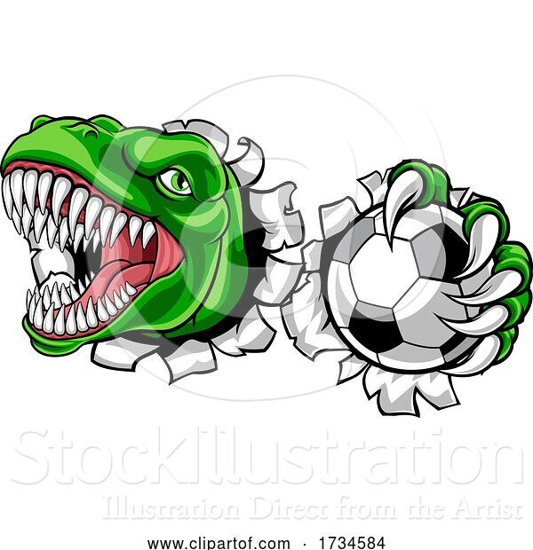 Vector Illustration of Dinosaur Soccer Football Player Sports Mascot