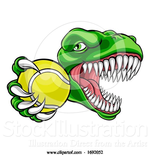 Vector Illustration of Dinosaur Tennis Player Animal Sports Mascot