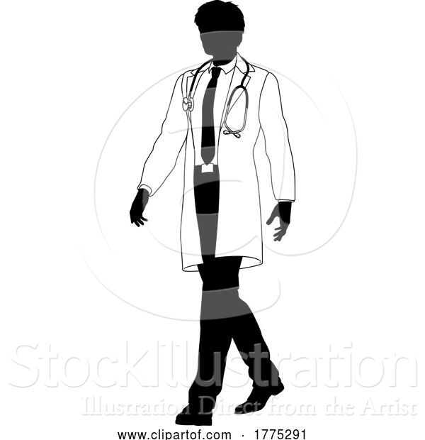 Vector Illustration of Doctor Guy Medical Silhouette Healthcare Person