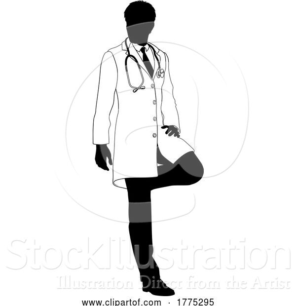 Vector Illustration of Doctor Guy Medical Silhouette Healthcare Person