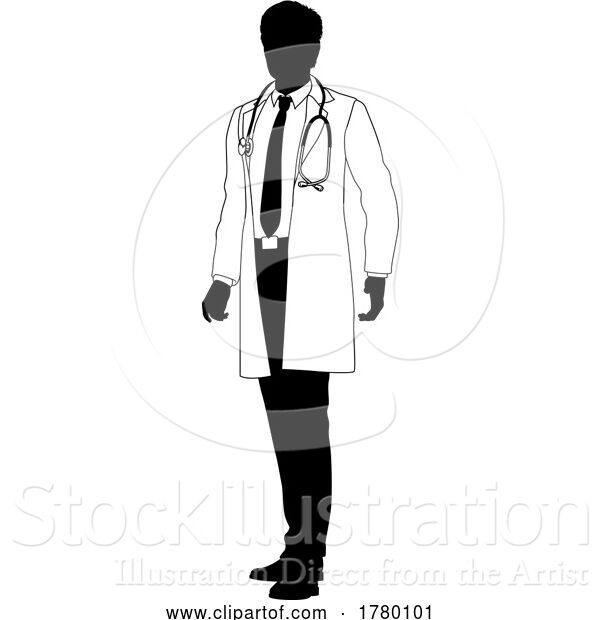 Vector Illustration of Doctor Guy Medical Silhouette Healthcare Person