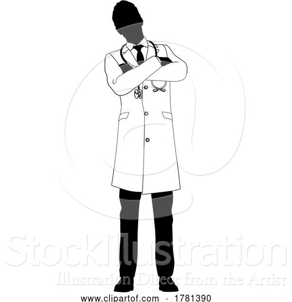 Vector Illustration of Doctor Guy Medical Silhouette Healthcare Person