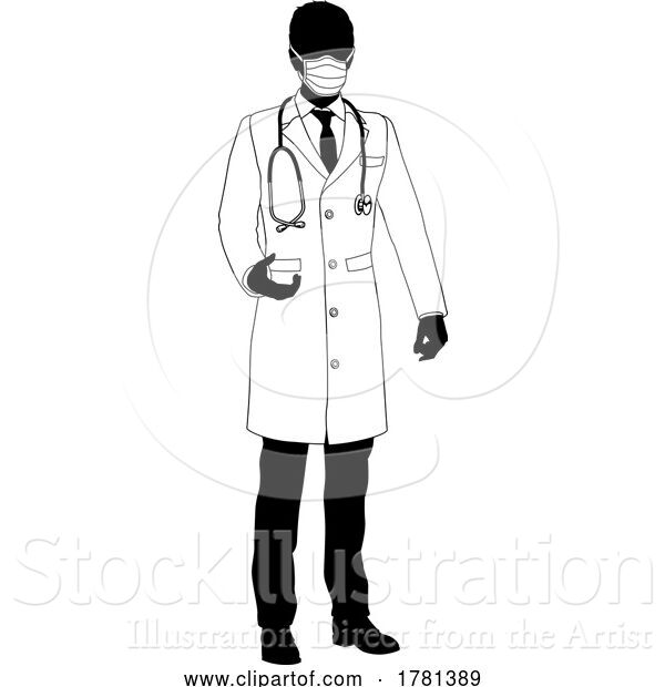 Vector Illustration of Doctor Guy Medical Silhouette Healthcare Person