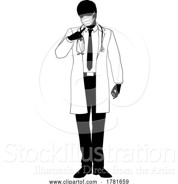 Vector Illustration of Doctor Guy Medical Silhouette Healthcare Person