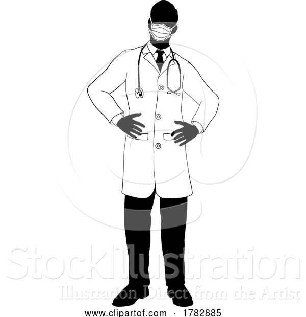 Vector Illustration of Doctor Guy Medical Silhouette Healthcare Person