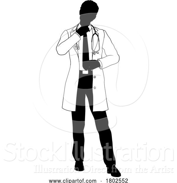 Vector Illustration of Doctor Guy Medical Silhouette Healthcare Person