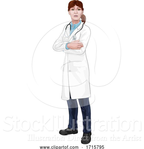 Vector Illustration of Doctor Lady Medical Healthcare Character