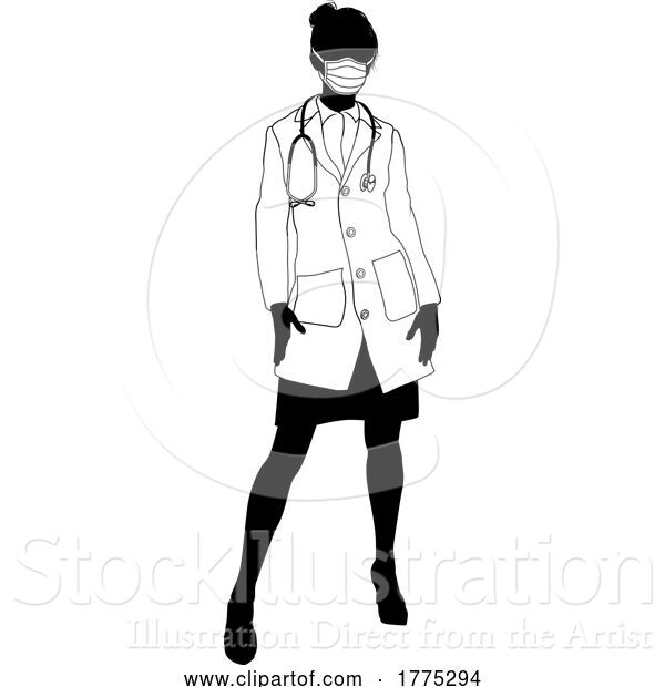 Vector Illustration of Doctor Lady Medical Silhouette Healthcare Person