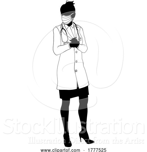 Vector Illustration of Doctor Lady Medical Silhouette Healthcare Person