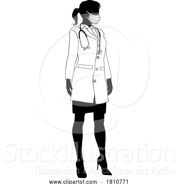Vector Illustration of Doctor Lady Medical Silhouette Healthcare Person