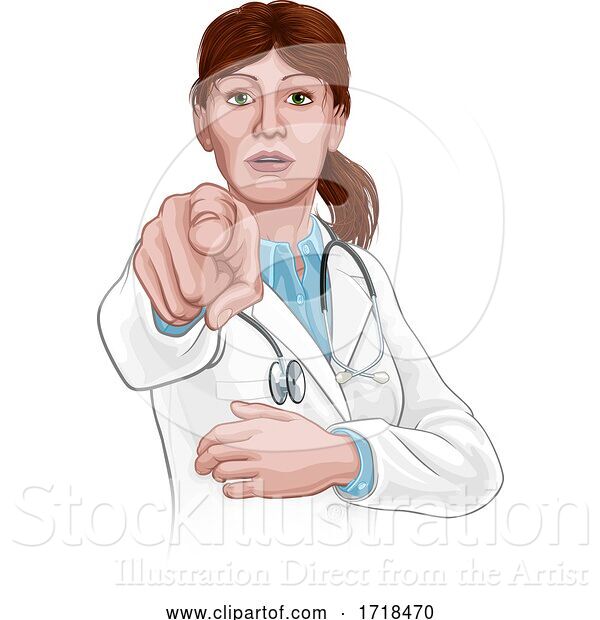 Vector Illustration of Doctor Lady Pointing Needs You