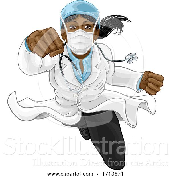 Vector Illustration of Doctor Lady Super Hero Medical Concept