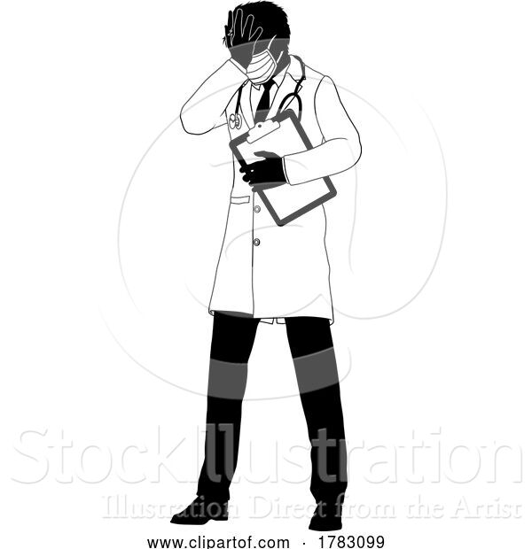 Vector Illustration of Doctor Upset Guy Medical Silhouette Person