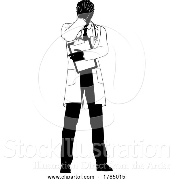 Vector Illustration of Doctor Upset Guy Medical Silhouette Person