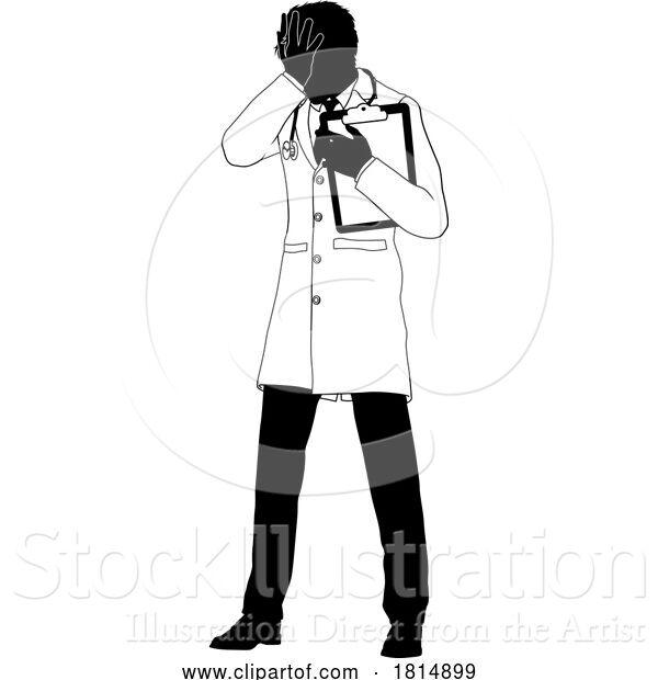 Vector Illustration of Doctor Upset Guy Medical Silhouette Person