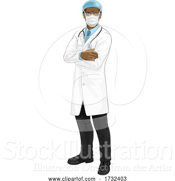 Vector Illustration of Doctor Wearing Medical PPE