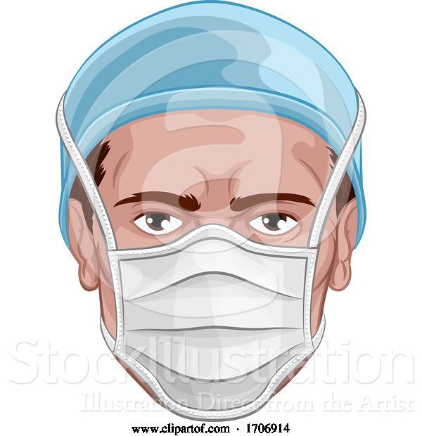 Vector Illustration of Doctor Wearing PPE Protective Face Mask