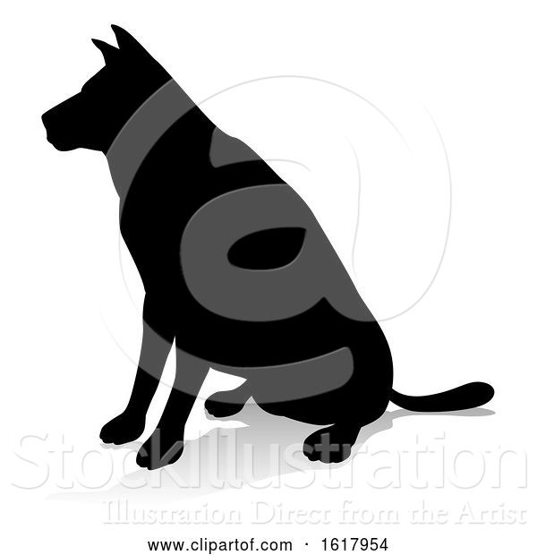 Vector Illustration of Dog Pet Animal Silhouette, on a White Background