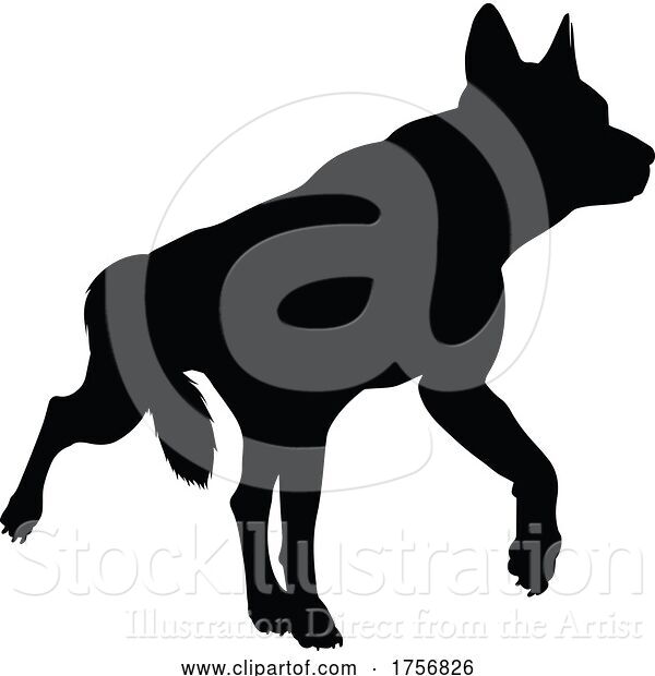 Vector Illustration of Dog Silhouette Pet Animal