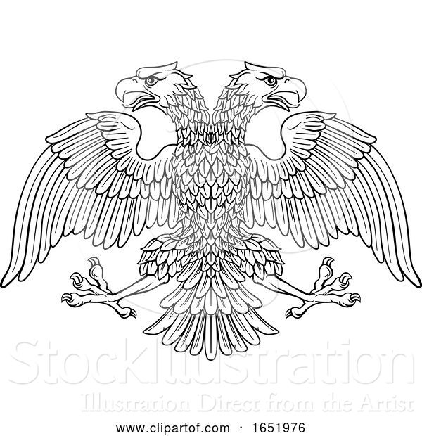 Vector Illustration of Double Headed Imperial Eagle with Two Heads