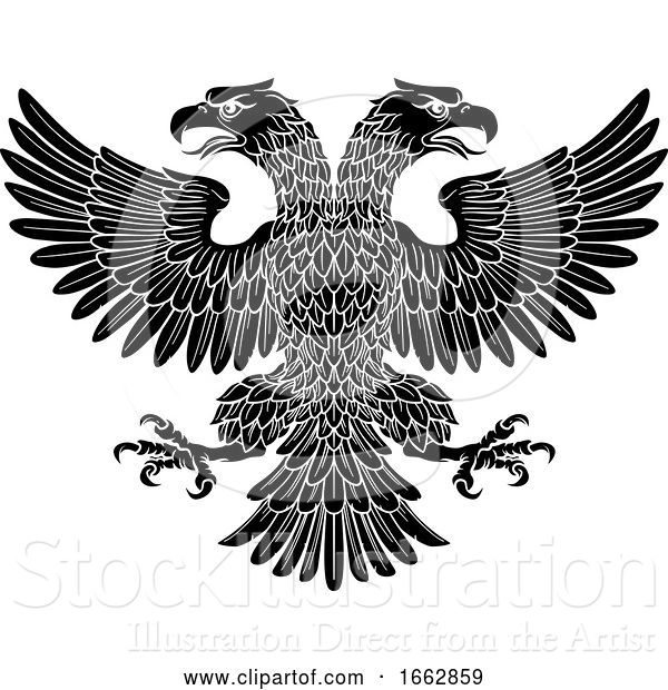 Vector Illustration of Double Headed Imperial Eagle with Two Heads