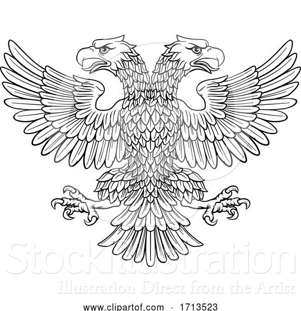 Vector Illustration of Double Headed Imperial Eagle with Two Heads