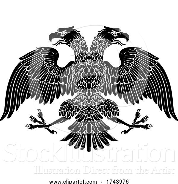 Vector Illustration of Double Headed Imperial Eagle with Two Heads