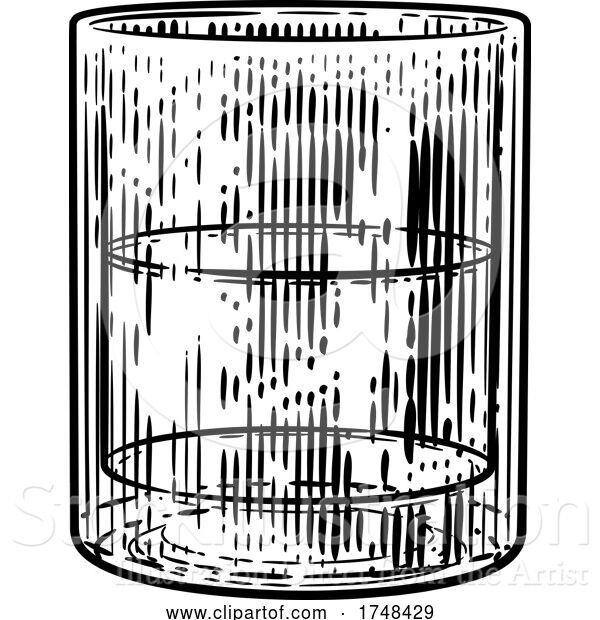 Vector Illustration of Drinks Glass in Woodcut Engraved Etching Style